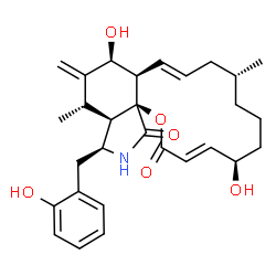 ChemSpider 2D Image | (3E,5R,9R,11E,12aR,13S,15S,15aR,16S,18aS)-5,13-Dihydroxy-16-(2-hydroxybenzyl)-9,15-dimethyl-14-methylene-6,7,8,9,10,12a,13,14,15,15a,16,17-dodecahydro-2H-oxacyclotetradecino[2,3-d]isoindole-2,18(5H)-d
ione | C29H37NO6