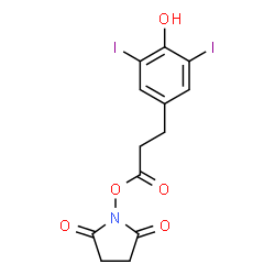 ChemSpider 2D Image | 1-{[3-(4-Hydroxy-3,5-diiodophenyl)propanoyl]oxy}-2,5-pyrrolidinedione | C13H11I2NO5
