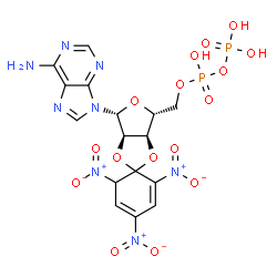 ChemSpider 2D Image | 2',3'-O-(2,4,6-Trinitro-2,4-cyclohexadiene-1,1-diyl)adenosine 5'-(trihydrogen diphosphate) | C16H16N8O16P2