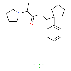 ChemSpider 2D Image | Hydrogen chloride N-[(1-phenylcyclopentyl)methyl]-2-(1-pyrrolidinyl)propanamide (1:1:1) | C19H29ClN2O