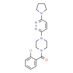 ChemSpider 2D Image | (2-Chlorophenyl){4-[6-(1-pyrrolidinyl)-3-pyridazinyl]-1-piperazinyl}methanone | C19H22ClN5O