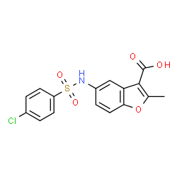 ChemSpider 2D Image | 5-{[(4-Chlorophenyl)sulfonyl]amino}-2-methyl-1-benzofuran-3-carboxylic acid | C16H12ClNO5S