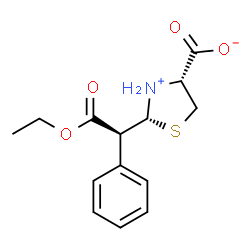 ChemSpider 2D Image | (2R,4R)-2-[(1S)-2-Ethoxy-2-oxo-1-phenylethyl]-1,3-thiazolidin-3-ium-4-carboxylate | C14H17NO4S