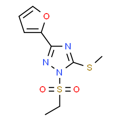 ChemSpider 2D Image | 1-Ethanesulfonyl-3-furan-2-yl-5-methylsulfanyl-1H-[1,2,4]triazole | C9H11N3O3S2