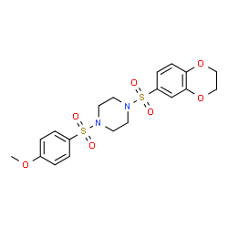 ChemSpider 2D Image | 1-(2,3-Dihydro-1,4-benzodioxin-6-ylsulfonyl)-4-[(4-methoxyphenyl)sulfonyl]piperazine | C19H22N2O7S2