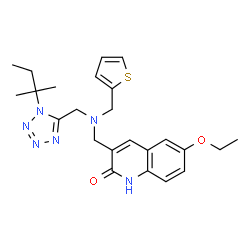 ChemSpider 2D Image | 6-ethoxy-3-[[[1-(2-methylbutan-2-yl)-5-tetrazolyl]methyl-(thiophen-2-ylmethyl)amino]methyl]-1H-quinolin-2-one | C24H30N6O2S
