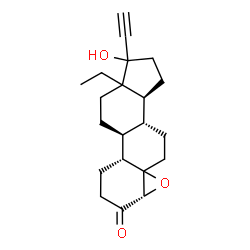 ChemSpider 2D Image | (1aS,4aR,4bS,9aS,9bR)-6a-Ethyl-7-ethynyl-7-hydroxytetradecahydrocyclopenta[7,8]phenanthro[1,10a-b]oxiren-2(1aH)-one | C21H28O3