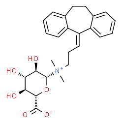 ChemSpider 2D Image | (2S,3S,4S,5R,6R)-6-{[3-(10,11-Dihydro-5H-dibenzo[a,d][7]annulen-5-ylidene)propyl](dimethyl)ammonio}-3,4,5-trihydroxytetrahydro-2H-pyran-2-carboxylate | C26H31NO6