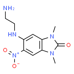 ChemSpider 2D Image | 5-[(2-Aminoethyl)amino]-1,3-dimethyl-6-nitro-1,3-dihydro-2H-benzimidazol-2-one | C11H15N5O3