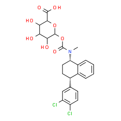 ChemSpider 2D Image | 1-O-{[(1S,4S)-4-(3,4-Dichlorophenyl)-1,2,3,4-tetrahydro-1-naphthalenyl](methyl)carbamoyl}hexopyranuronic acid | C24H25Cl2NO8