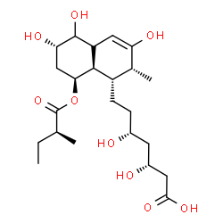 ChemSpider 2D Image | (3R,5R)-3,5-Dihydroxy-7-[(1R,2R,6S,8S,8aR)-3,5,6-trihydroxy-2-methyl-8-{[(2S)-2-methylbutanoyl]oxy}-1,2,4a,5,6,7,8,8a-octahydro-1-naphthalenyl]heptanoic acid | C23H38O9