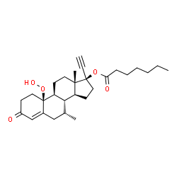 ChemSpider 2D Image | (7alpha,17alpha)-10-Hydroperoxy-7-methyl-3-oxo-19-norpregn-4-en-20-yn-17-yl heptanoate | C28H40O5