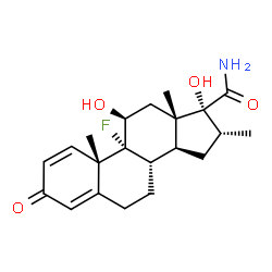ChemSpider 2D Image | (11beta,16alpha,17alpha)-9-Fluoro-11,17-dihydroxy-16-methyl-3-oxoandrosta-1,4-diene-17-carboxamide | C21H28FNO4
