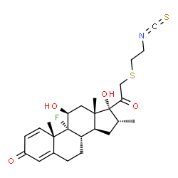 ChemSpider 2D Image | (11beta,16alpha)-9-Fluoro-11,17-dihydroxy-21-[(2-isothiocyanatoethyl)sulfanyl]-16-methylpregna-1,4-diene-3,20-dione | C25H32FNO4S2