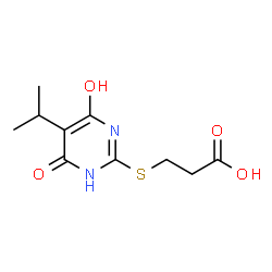 ChemSpider 2D Image | 3-(4-Hydroxy-5-isopropyl-6-oxo-1,6-dihydro-pyrimidin-2-ylsulfanyl)-propionic acid | C10H14N2O4S