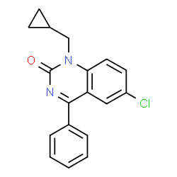 ChemSpider 2D Image | 6-Chloro-1-(cyclopropylmethyl)-4-phenyl-2(1H)-quinazolinone | C18H15ClN2O