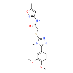 ChemSpider 2D Image | 2-{[5-(3,4-Dimethoxyphenyl)-4-methyl-4H-1,2,4-triazol-3-yl]sulfanyl}-N-(5-methyl-1,2-oxazol-3-yl)acetamide | C17H19N5O4S