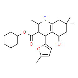 ChemSpider 2D Image | Cyclohexyl 2,7,7-trimethyl-4-(5-methyl-2-furyl)-5-oxo-1,4,5,6,7,8-hexahydro-3-quinolinecarboxylate | C24H31NO4