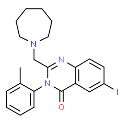ChemSpider 2D Image | 2-(1-Azepanylmethyl)-6-iodo-3-(2-methylphenyl)-4(3H)-quinazolinone | C22H24IN3O