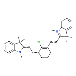 ChemSpider 2D Image | 2-(2-{2-Chloro-3-[2-(1,3,3-trimethyl-1,3-dihydro-2H-indol-2-ylidene)ethylidene]-1-cyclohexen-1-yl}vinyl)-1,3,3-trimethyl-3H-indolium | C32H36ClN2
