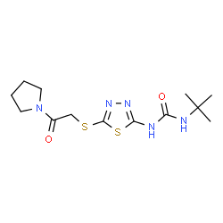 ChemSpider 2D Image | 1-(2-Methyl-2-propanyl)-3-(5-{[2-oxo-2-(1-pyrrolidinyl)ethyl]sulfanyl}-1,3,4-thiadiazol-2-yl)urea | C13H21N5O2S2