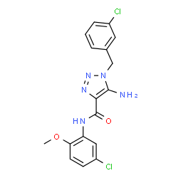 ChemSpider 2D Image | 5-Amino-1-(3-chlorobenzyl)-N-(5-chloro-2-methoxyphenyl)-1H-1,2,3-triazole-4-carboxamide | C17H15Cl2N5O2