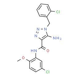 ChemSpider 2D Image | 5-Amino-1-(2-chlorobenzyl)-N-(5-chloro-2-methoxyphenyl)-1H-1,2,3-triazole-4-carboxamide | C17H15Cl2N5O2