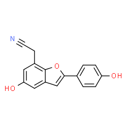 ChemSpider 2D Image | 5-Hydroxy-2-(4-hydroxyphenyl)-7-benzofuranacetonitrile | C16H11NO3