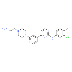 ChemSpider 2D Image | 4-{2-[4-(2-Aminoethyl)-1-piperazinyl]-4-pyridinyl}-N-(3-chloro-4-methylphenyl)-2-pyrimidinamine | C22H26ClN7
