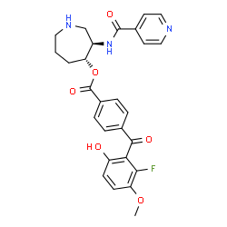 ChemSpider 2D Image | (3R,4R)-3-(Isonicotinoylamino)-4-azepanyl 4-(2-fluoro-6-hydroxy-3-methoxybenzoyl)benzoate | C27H26FN3O6