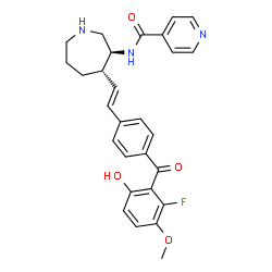 ChemSpider 2D Image | N-[(3S,4S)-4-{(E)-2-[4-(2-Fluoro-6-hydroxy-3-methoxybenzoyl)phenyl]vinyl}-3-azepanyl]isonicotinamide | C28H28FN3O4