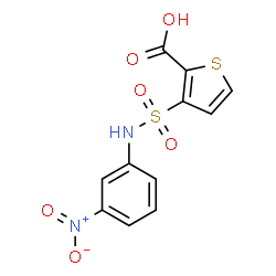 ChemSpider 2D Image | 3-[(3-Nitrophenyl)sulfamoyl]-2-thiophenecarboxylic acid | C11H8N2O6S2