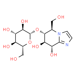 ChemSpider 2D Image | 5-HYDROXYMETHYL-5,6,7,8-TETRAHYDRO-IMIDAZO[1,2-A]PYRIDIN-6YL-7,8-DIOL-GLUCOPYRANOSIDE | C14H22N2O9