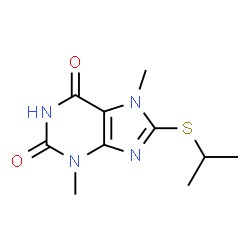 ChemSpider 2D Image | 8-(Isopropylsulfanyl)-3,7-dimethyl-3,7-dihydro-1H-purine-2,6-dione | C10H14N4O2S