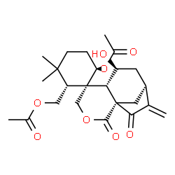 ChemSpider 2D Image | [(1R,1'S,2R,6S,6'S,7'S,9'S)-6-Acetoxy-7'-hydroxy-3,3-dimethyl-10'-methylene-2',11'-dioxo-3'-oxaspiro[cyclohexane-1,5'-tricyclo[7.2.1.0~1,6~]dodecan]-2-yl]methyl acetate | C24H32O8