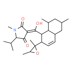 ChemSpider 2D Image | (3Z)-3-{[2-(2,3-Dimethyl-2-oxiranyl)-6,8-dimethyl-1,2,4a,5,6,7,8,8a-octahydro-1-naphthalenyl](hydroxy)methylene}-5-isopropyl-1-methyl-2,4-pyrrolidinedione | C25H37NO4