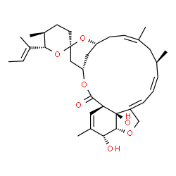 ChemSpider 2D Image | (1'R,2R,4'S,5S,6S,8'R,10'Z,13'R,14'Z,20'R,21'R,24'S)-6-[(2E)-2-Buten-2-yl]-21',24'-dihydroxy-5,11',13',22'-tetramethyl-3,4,5,6-tetrahydro-2'H-spiro[pyran-2,6'-[3,7,19]trioxatetracyclo[15.6.1.1~4,8~.0~
20,24~]pentacosa[10,14,16,22]tetraen]-2'-one | C34H48O7