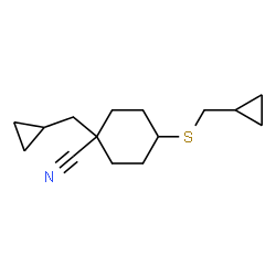 ChemSpider 2D Image | 1-(Cyclopropylmethyl)-4-[(cyclopropylmethyl)sulfanyl]cyclohexanecarbonitrile | C15H23NS