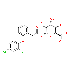 ChemSpider 2D Image | 1-O-{[2-(2,4-Dichlorophenoxy)phenyl]acetyl}-beta-D-glucopyranuronic acid | C20H18Cl2O9