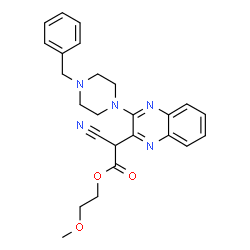 ChemSpider 2D Image | 2-Methoxyethyl [3-(4-benzyl-1-piperazinyl)-2-quinoxalinyl](cyano)acetate | C25H27N5O3