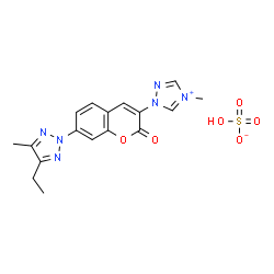 ChemSpider 2D Image | 1-[7-(4-Ethyl-5-methyl-2H-1,2,3-triazol-2-yl)-2-oxo-2H-chromen-3-yl]-4-methyl-1H-1,2,4-triazol-4-ium hydrogen sulfate | C17H18N6O6S