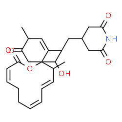ChemSpider 2D Image | 4-{(6Z)-2-Hydroxy-5-methyl-7-[(4E,6Z,10Z)-3-methyl-12-oxooxacyclododeca-4,6,10-trien-2-yl]-4-oxo-6-octen-1-yl}-2,6-piperidinedione | C26H35NO6