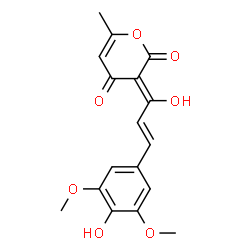 ChemSpider 2D Image | (3Z)-3-[(2E)-1-Hydroxy-3-(4-hydroxy-3,5-dimethoxyphenyl)-2-propen-1-ylidene]-6-methyl-2H-pyran-2,4(3H)-dione | C17H16O7