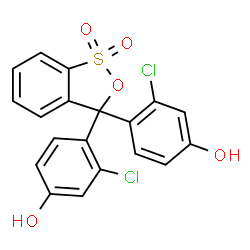 ChemSpider 2D Image | 4,4'-(1,1-Dioxido-3H-2,1-benzoxathiole-3,3-diyl)bis(3-chlorophenol) | C19H12Cl2O5S