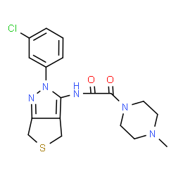 ChemSpider 2D Image | N-[2-(3-Chlorophenyl)-2,6-dihydro-4H-thieno[3,4-c]pyrazol-3-yl]-2-(4-methyl-1-piperazinyl)-2-oxoacetamide | C18H20ClN5O2S