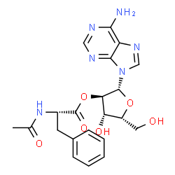 ChemSpider 2D Image | (2R,3R,4S,5R)-2-(6-Amino-9H-purin-9-yl)-4-hydroxy-5-(hydroxymethyl)tetrahydro-3-furanyl (2S)-2-acetamido-3-phenylpropanoate (non-preferred name) | C21H24N6O6