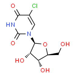ChemSpider 2D Image | 5-Chloro-1-(beta-L-ribofuranosyl)-2,4(1H,3H)-pyrimidinedione | C9H11ClN2O6