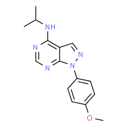 ChemSpider 2D Image | N-Isopropyl-1-(4-methoxyphenyl)-1H-pyrazolo[3,4-d]pyrimidin-4-amine | C15H17N5O
