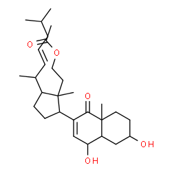 ChemSpider 2D Image | 2-{2-(4,6-Dihydroxy-8a-methyl-1-oxo-1,4,4a,5,6,7,8,8a-octahydro-2-naphthalenyl)-1-methyl-5-[(3E)-6-methyl-3-hepten-2-yl]cyclopentyl}ethyl acetate | C29H46O5