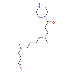ChemSpider 2D Image | 3-[Methyl(4-{methyl[3-oxo-3-(1-piperazinyl)propyl]amino}butyl)amino]propanal | C16H32N4O2